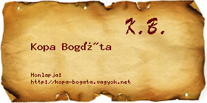 Kopa Bogáta névjegykártya